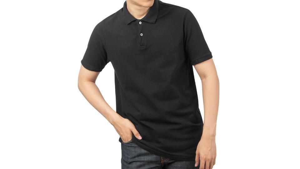 man in a black polo shirt